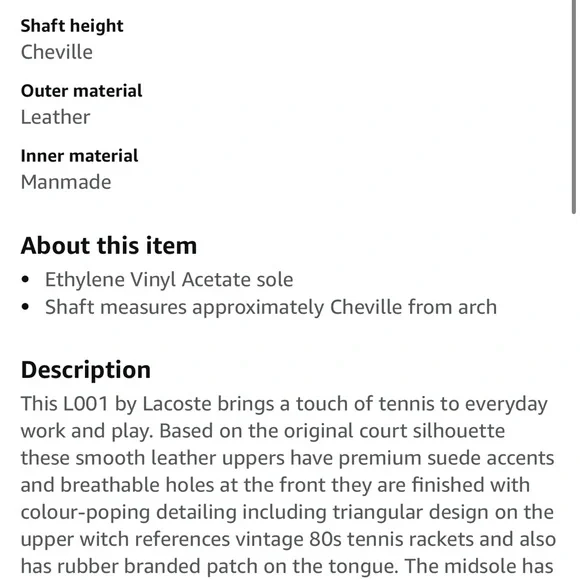 Lacoste | Sneakers L001 Men’s Leather Trainers - Picture 11 of 11